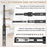 Ladegeleiders Push-to-open kogellager volledig uittrekbaar 45 kg 350mm Zwart zijmontage 1 paar
