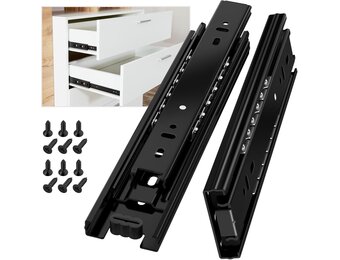 Stalen kogellager ladegeleiders 250 mm, 3-voudig volledig uittrekbaar, zijmontage, 45 kg draagvermogen (1 paar)