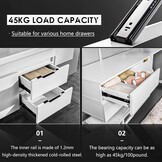 Stalen kogellager ladegeleiders 250 mm, 3-voudig volledig uittrekbaar, zijmontage, 45 kg draagvermogen (1 paar)