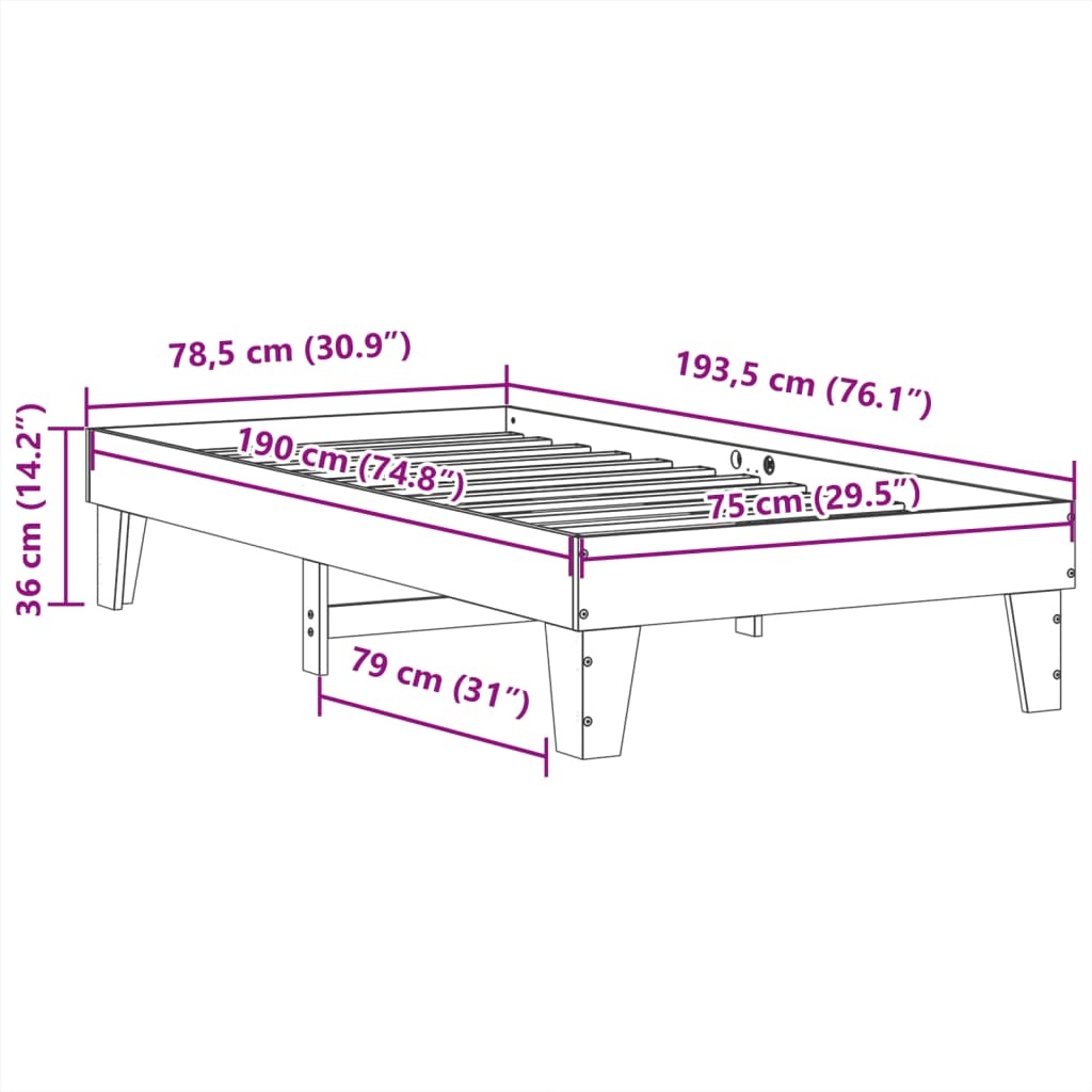 VidaXL Bedframe Grenenhout 75x190 cm - Nu 48% Korting!