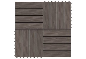 VidaXL Terrastegels Diep Reliëf 30x30cm - Donkerbruin (1m²)