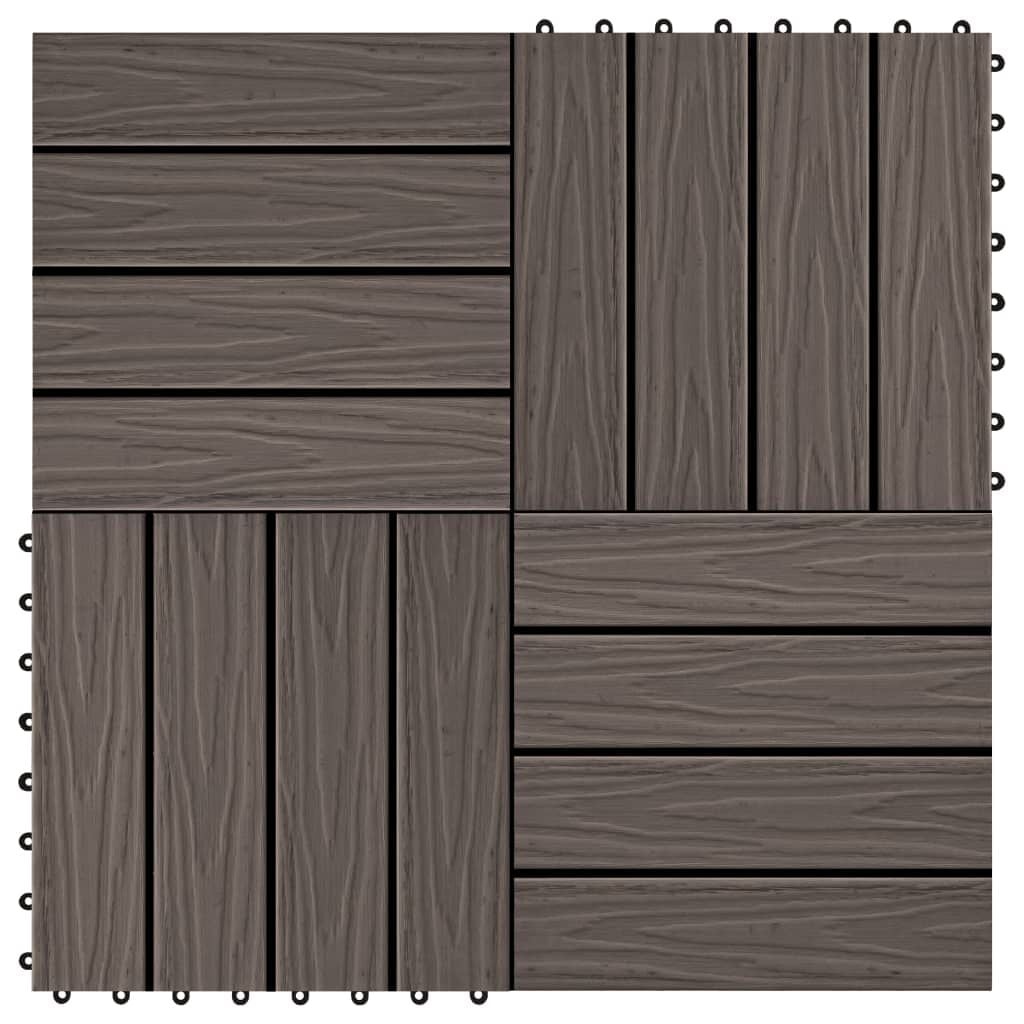 VidaXL Terrastegels Diep Reliëf 30x30cm - Donkerbruin (1m²)