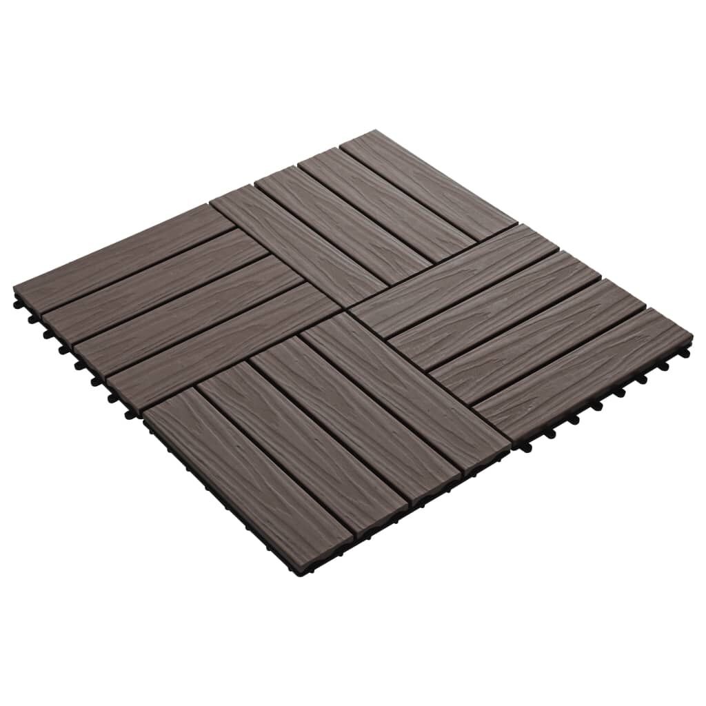 VidaXL Terrastegels Diep Reliëf 30x30cm - Donkerbruin (1m²)