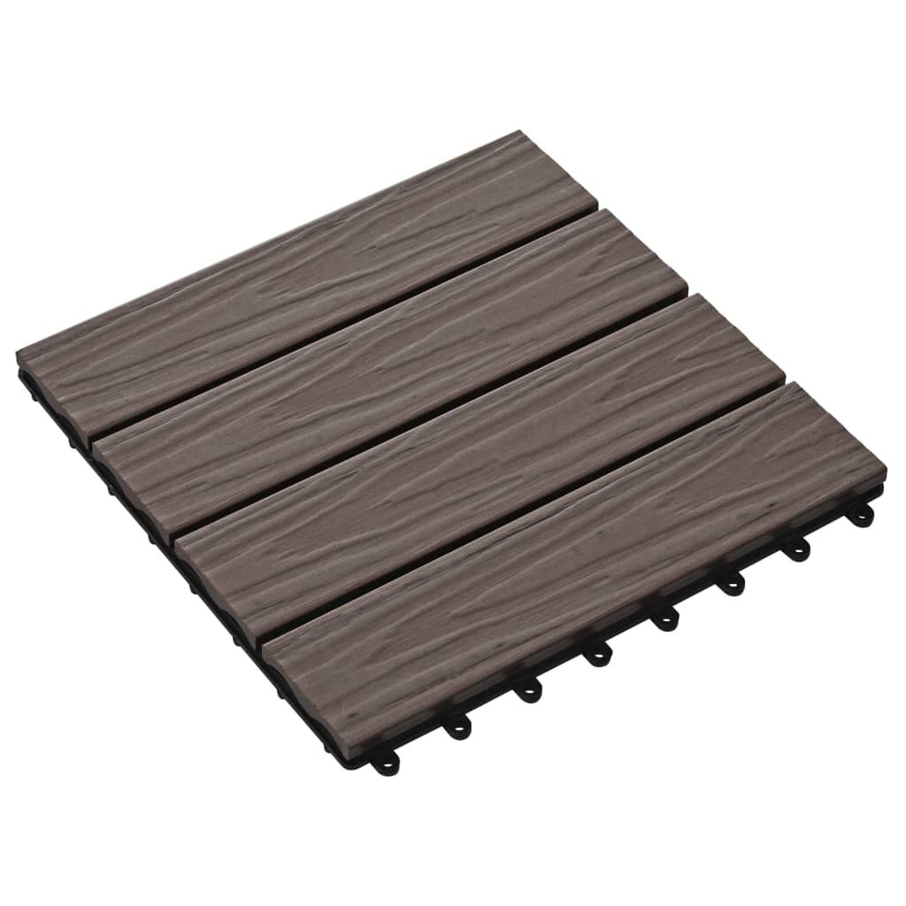 VidaXL Terrastegels Diep Reliëf 30x30cm - Donkerbruin (1m²)