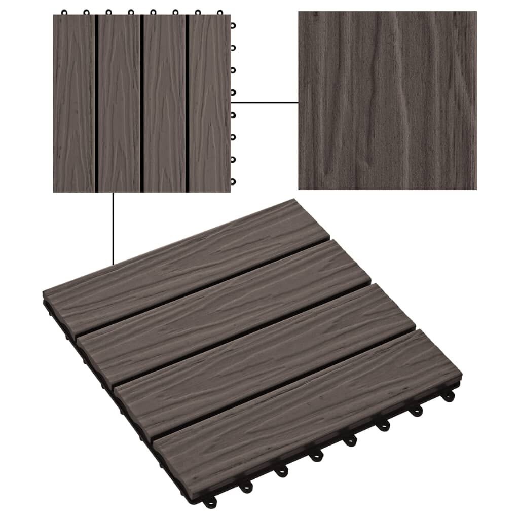VidaXL Terrastegels Diep Reliëf 30x30cm - Donkerbruin (1m²)