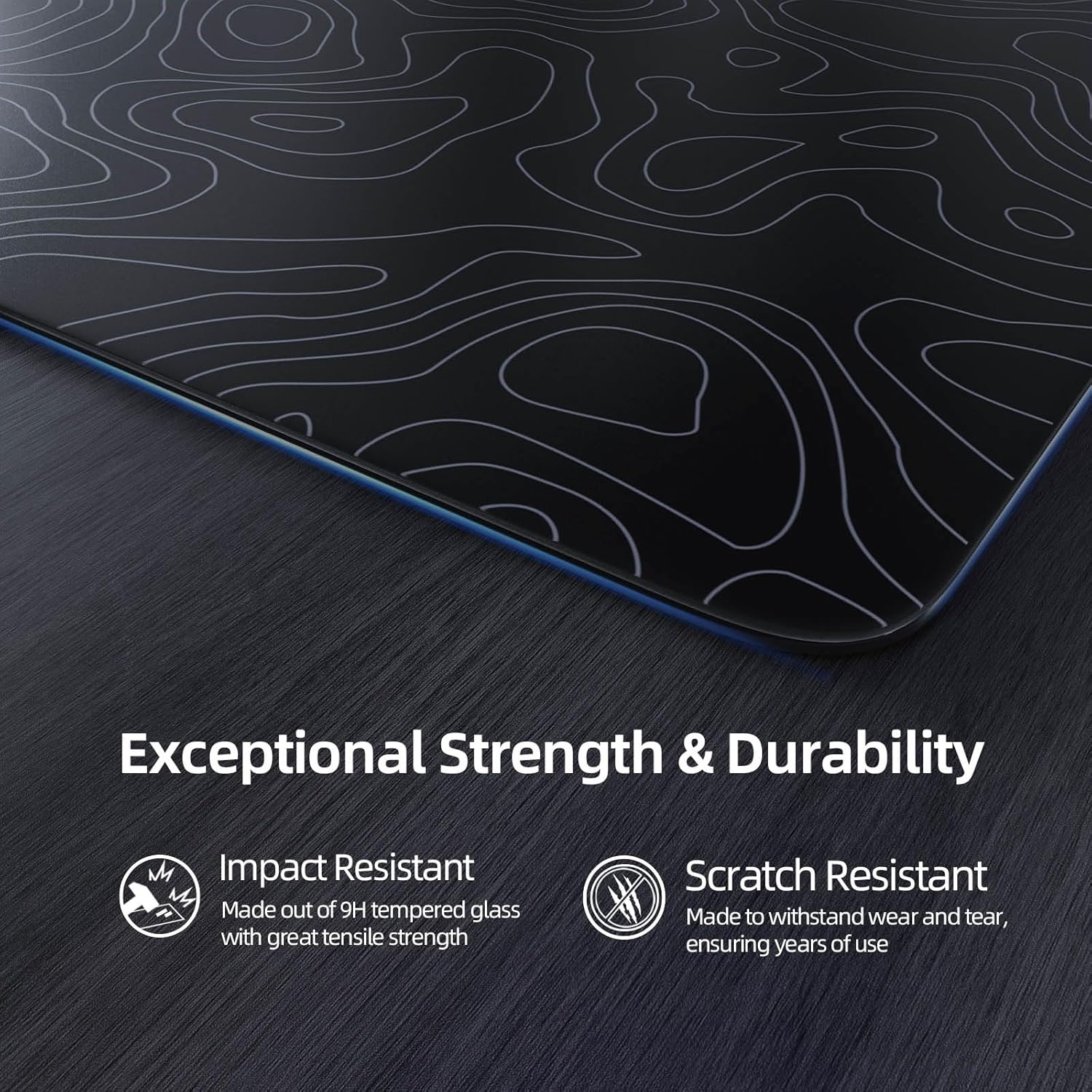 Glazen Gaming Muismat 45x40cm - Krasbestendig & Lage Wrijving - 36% Korting