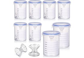 8x Maatbekers 1500ml met Deksel & RVS Ballen - Epoxy, Hars, Verf - 34% Korting