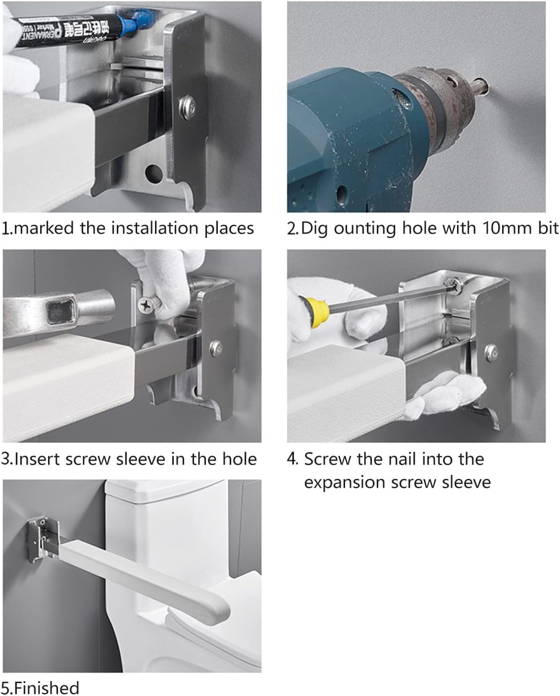 Opklapbare Wandgreep Hulp - Antislip - 62cm - 150kg - 53% Korting!