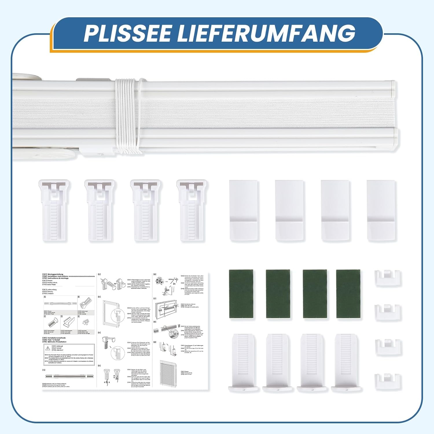 Plisségordijn wit lichtdoorlatend 70x130 cm - Zonder boren, 59% korting