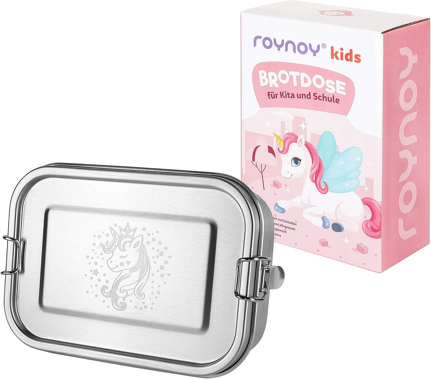 RVS lunchbox kinderen met verdelers, lekvrij, kindvriendelijk, hygiënisch - Zilver/Multicolor