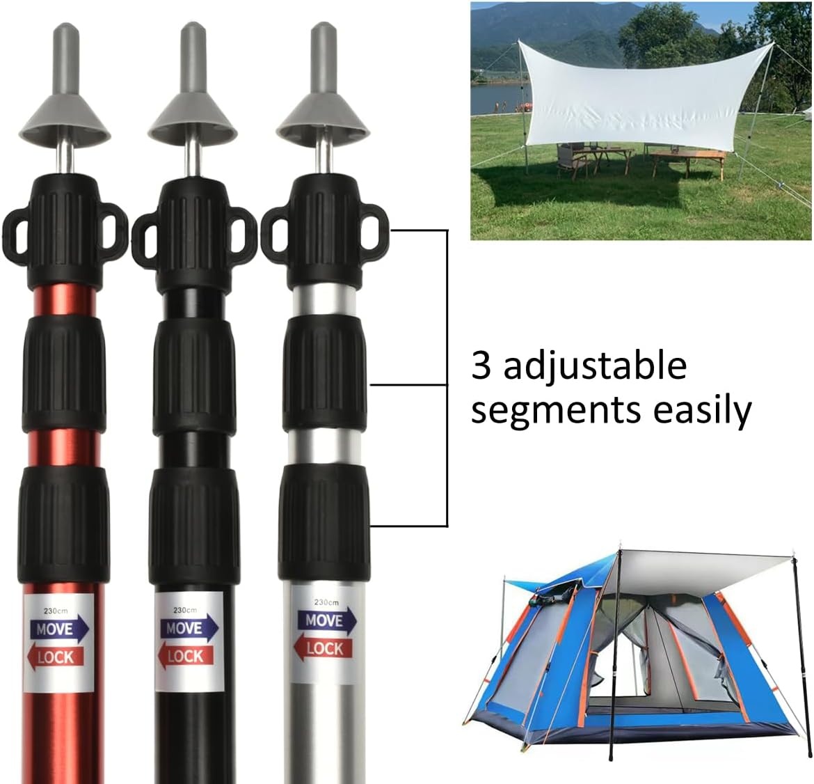 Telescopische Tentstok (2 stuks) 95-234cm - 40% Korting