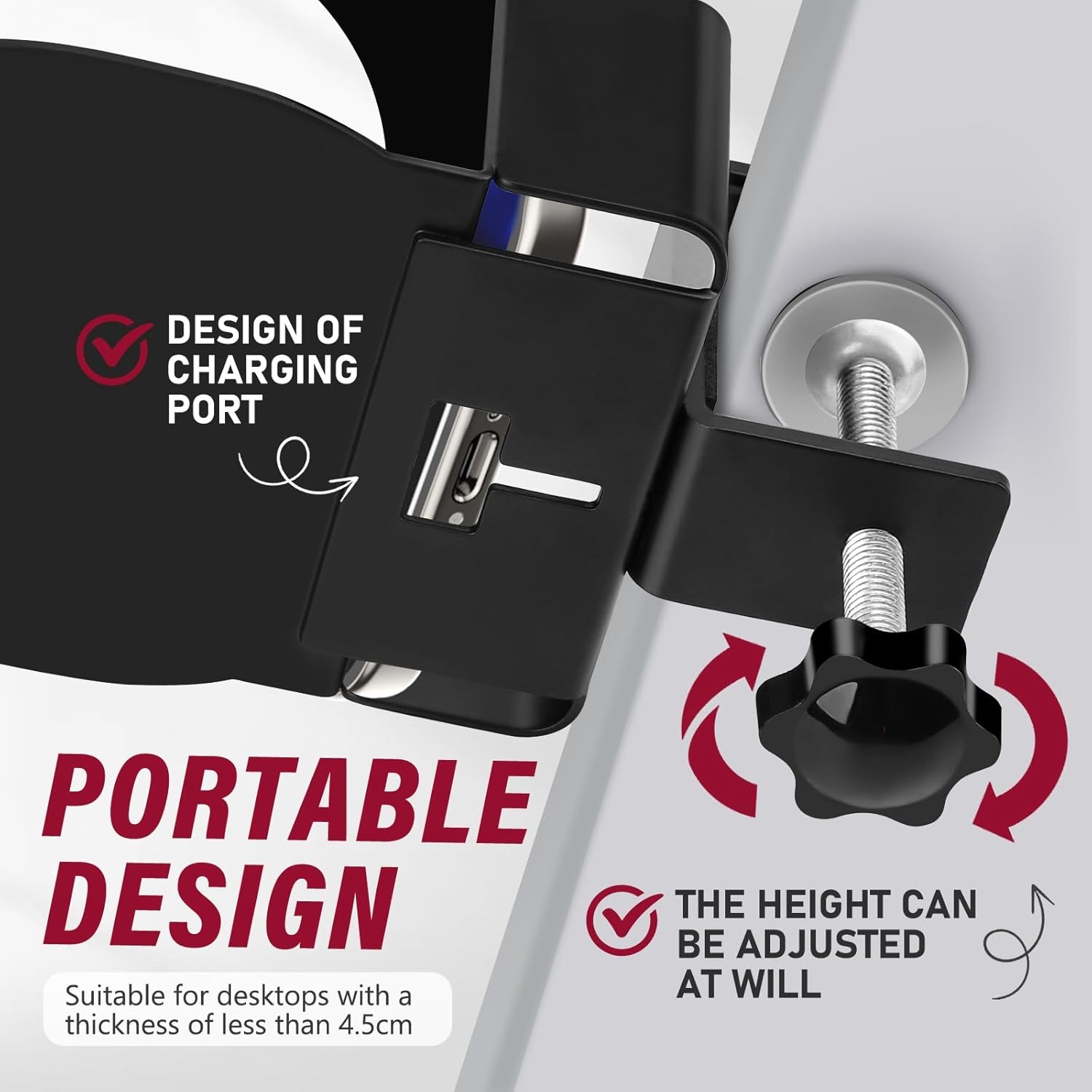 2-in-1 Bureauhouder: Beker & Telefoon, Anti-mors Zwart Metaal (33% Korting)