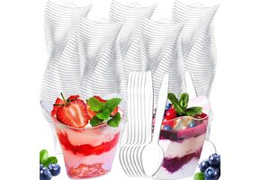 Dessertbekers Transparant 100ml met Lepels (50 Stuks) - 51% Korting