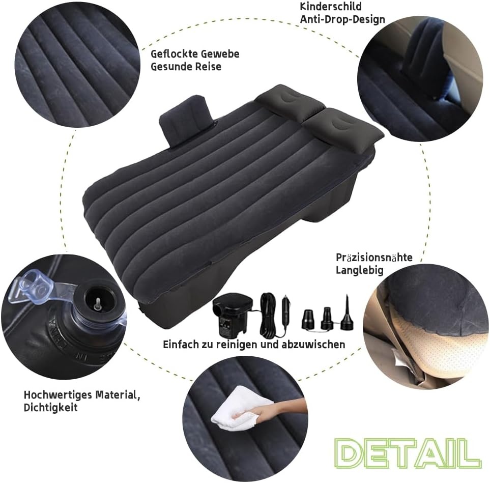 Luchtmatras Auto Luchtbed 135x70 cm T-vorm met Pomp & Kussens (47% Korting)