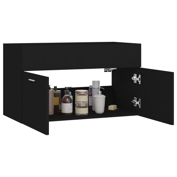 VidaXL Wastafelkast 80cm Zwart - 81% Korting!