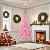 Roze Halve Kunstkerstboom 180cm met Standaard (55% Korting)