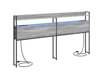 vidaXL Hoofdbord met plank met opslag Grijs sonoma 180 cm Bewerkt hout