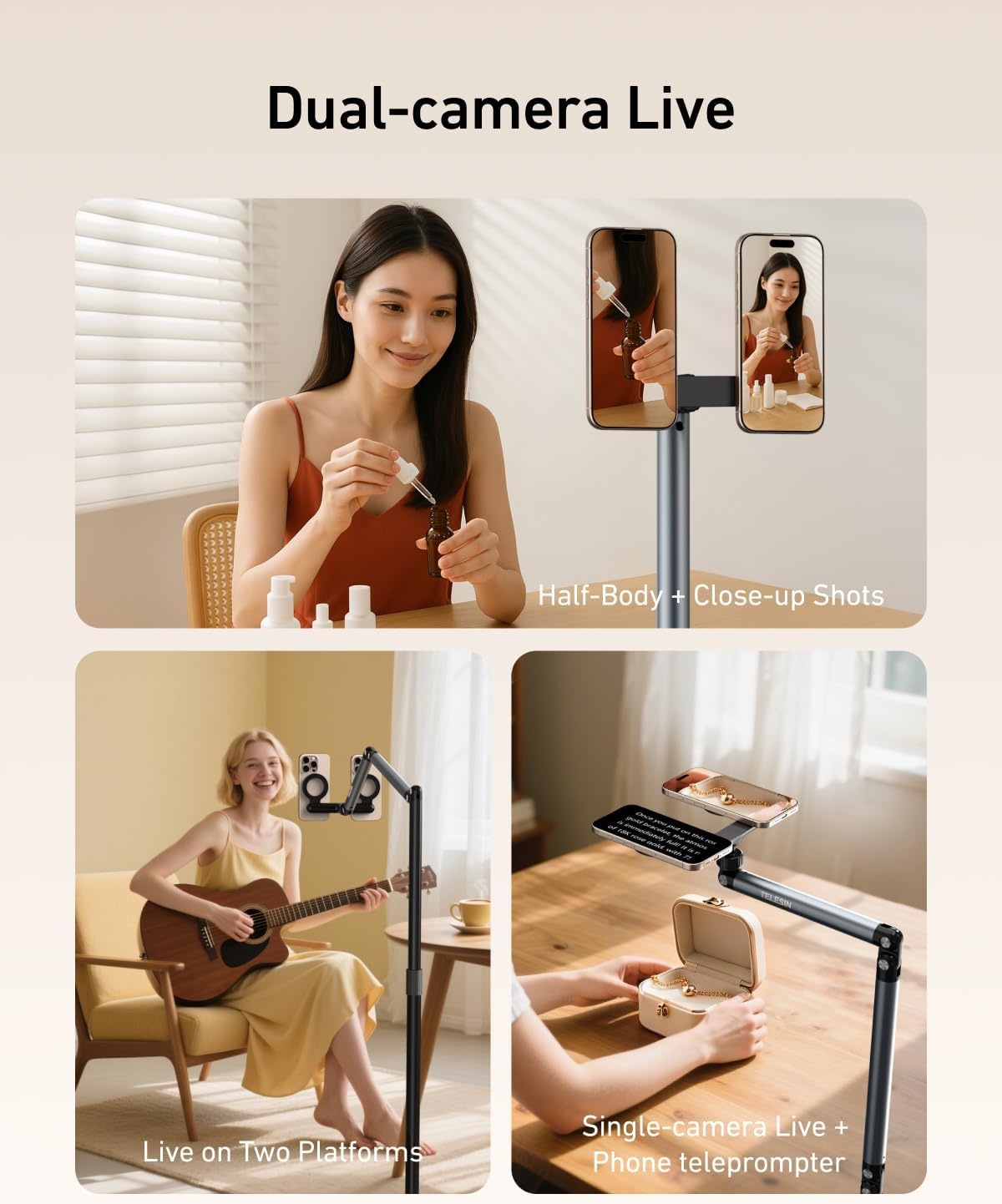 Tablet Vloerstandaard voor Livestreaming met Dubbele Positie