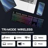 Gaming Toetsenbord Mechanisch Draadloos 108 Toetsen Full-Size Gasket Hot Swap RGB 8000mAh Zwart Creamy Jade