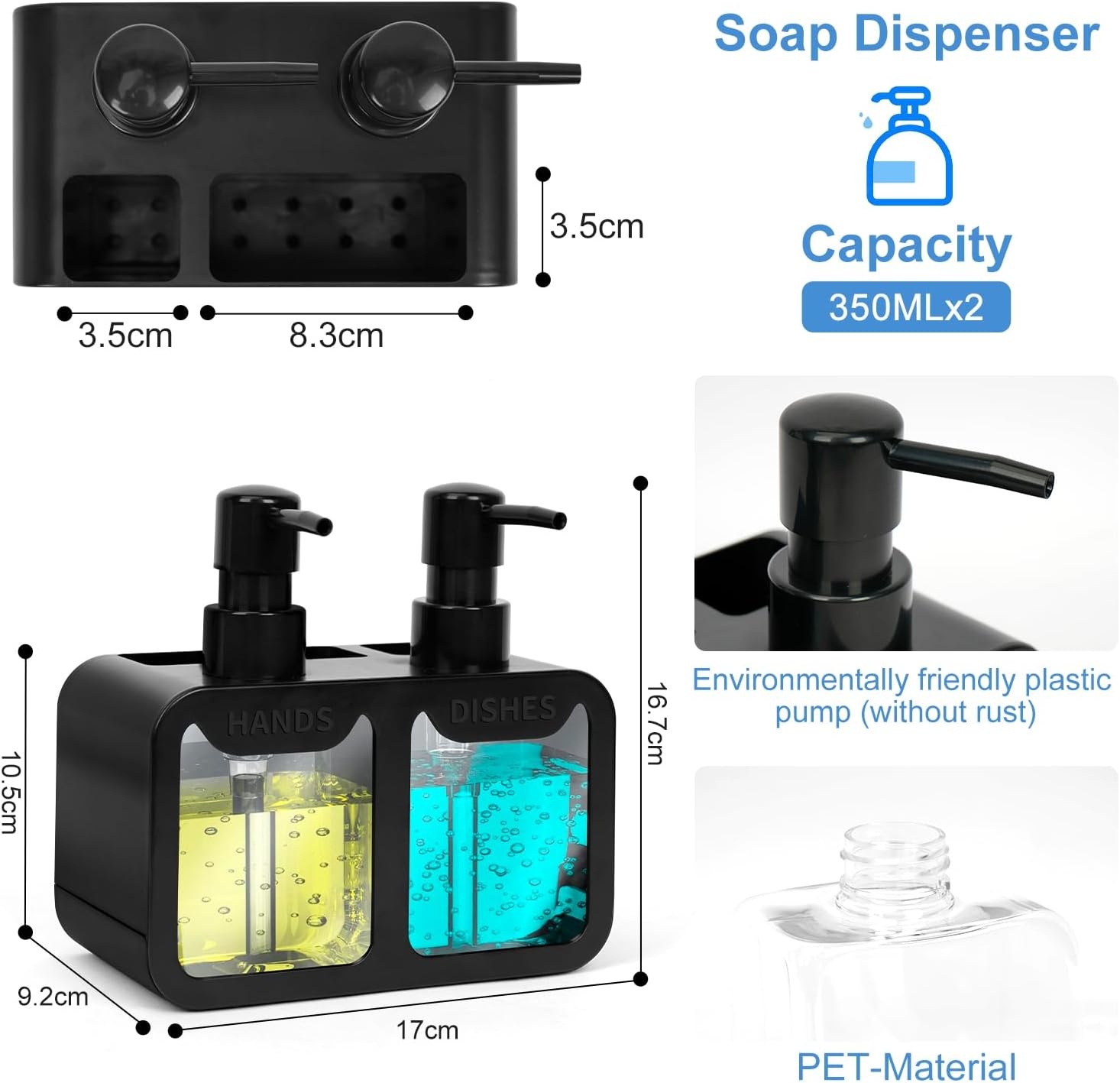 Afwasmiddeldispenser Keuken Organizer Zwart - 55% Korting