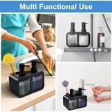 Keuken Zeepdispenser Set met Borstelhouder, Trechter & Sponsbakje 350 ml Zwart