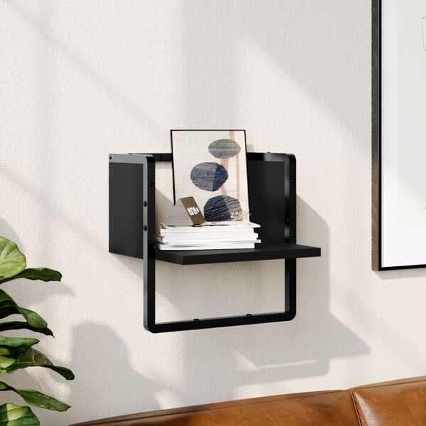 VidaXL Wandschap met stang - Zwart, 30x25x30cm - 46% Korting