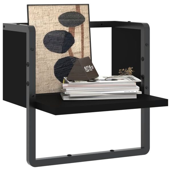 VidaXL Wandschap met stang - Zwart, 30x25x30cm - 46% Korting