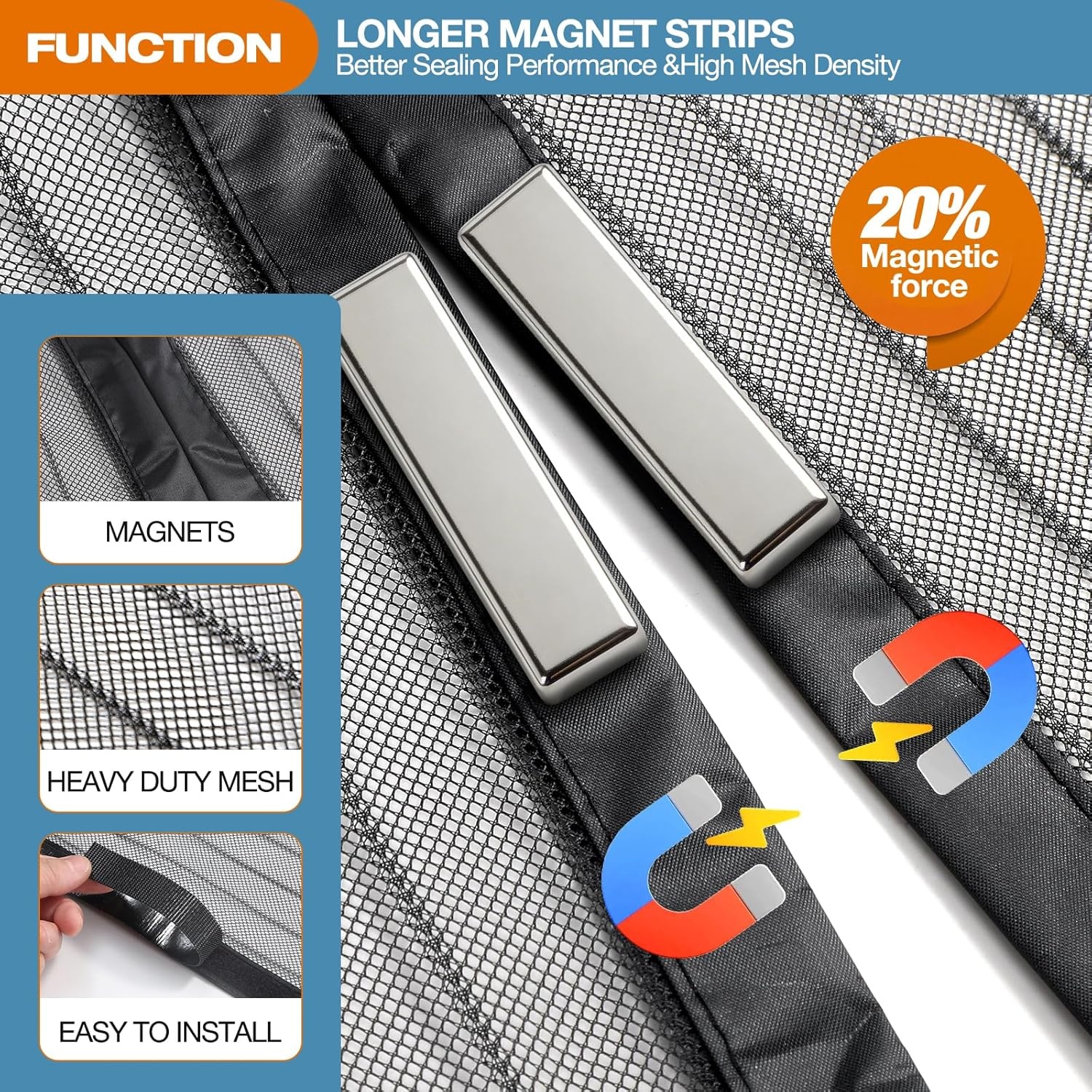 Magnetisch Horngordijn Deur Automatisch Sluitend Insectenwering Zwart 90x200 cm Montage Zonder Boren