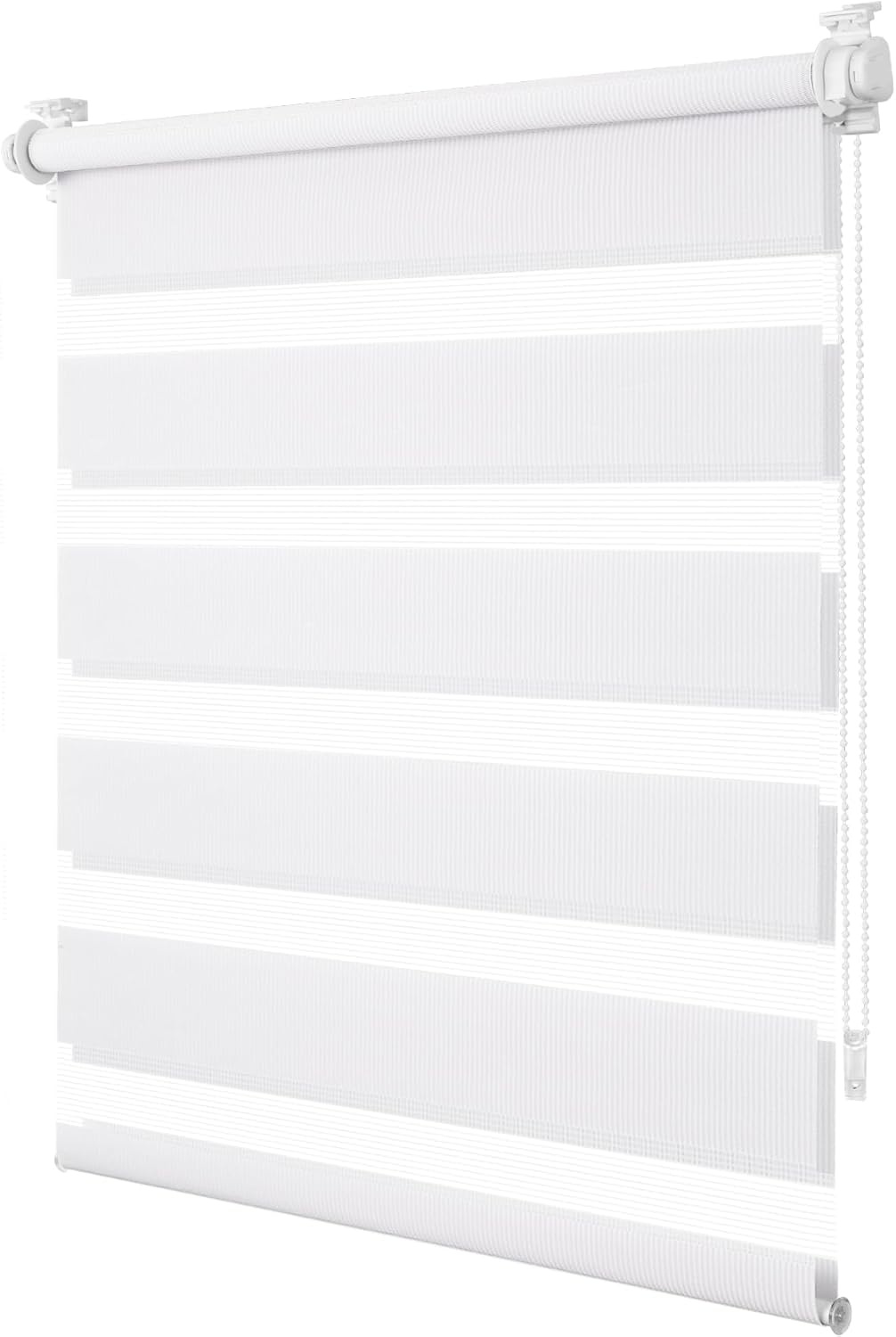 Wit Duo Rolgordijn Klemmfix 75x150 cm - Lichtdoorlatend & Verduisterend