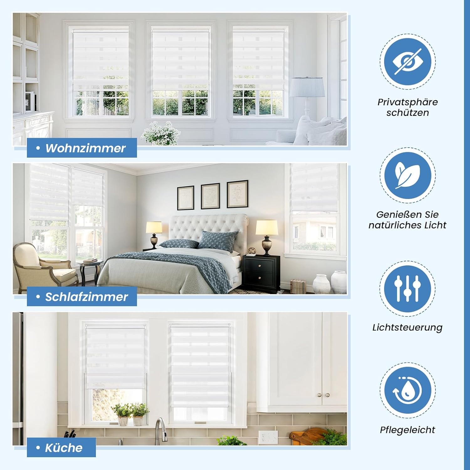 Wit Duo Rolgordijn Klemmfix 75x150 cm - Lichtdoorlatend & Verduisterend