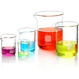 Set van 5 Glazen Maatbekers met Maatverdeling 25-500 ml Borosilicaatglas voor Lab & Keuken