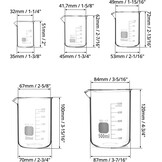 Set van 5 Glazen Maatbekers met Maatverdeling 25-500 ml Borosilicaatglas voor Lab & Keuken