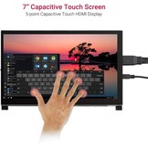 Touchscreen Monitor 7 inch 1024x600 IPS Scherm Plug & Play voor Raspberry Pi, PC en Gameconsoles - Zwart