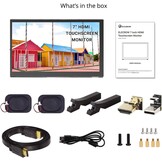 Touchscreen Monitor 7 inch 1024x600 IPS Scherm Plug & Play voor Raspberry Pi, PC en Gameconsoles - Zwart