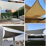 Schaduwdoek Waterdicht UV-beschermend 98% 4x4 m Beige Polyethyleen voor Tuin & Terras