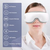 Elektrisch oogmassageapparaat met warmte, trillingen, luchtcompressie, Bluetooth, 5 modi, opvouwbaar & oplaadbaar, tegen donkere kringen & droge ogen