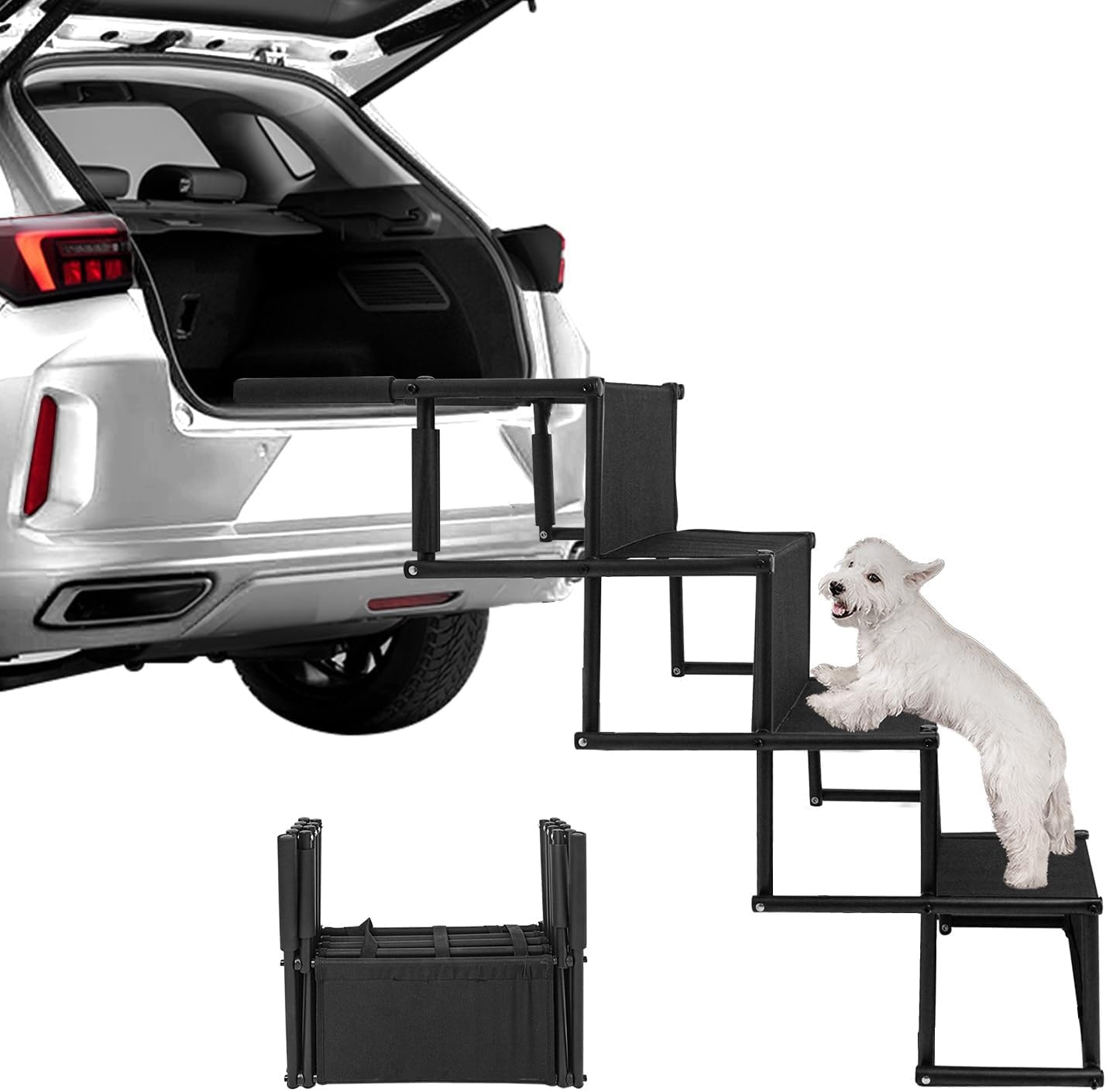 Hondentrap opvouwbaar 4 treden, antislip, voor auto & honden tot 60 kg, gewrichtsvriendelijk en in hoogte verstelbaar