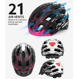 Fietshelm voor volwassenen met LED achterlicht & vizier - Zwart/Roos - 72% Korting