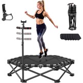 Northdeer Opvouwbare trampoline, trampoline, trampoline, trampoline, voor volwassenen en kinderen, 200 kg, met verstelbare stang, fitnessapparatuur voor binnen en buiten