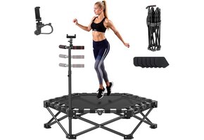 Fitnesstrampoline Opvouwbaar 200kg met Stang - 34% Korting!
