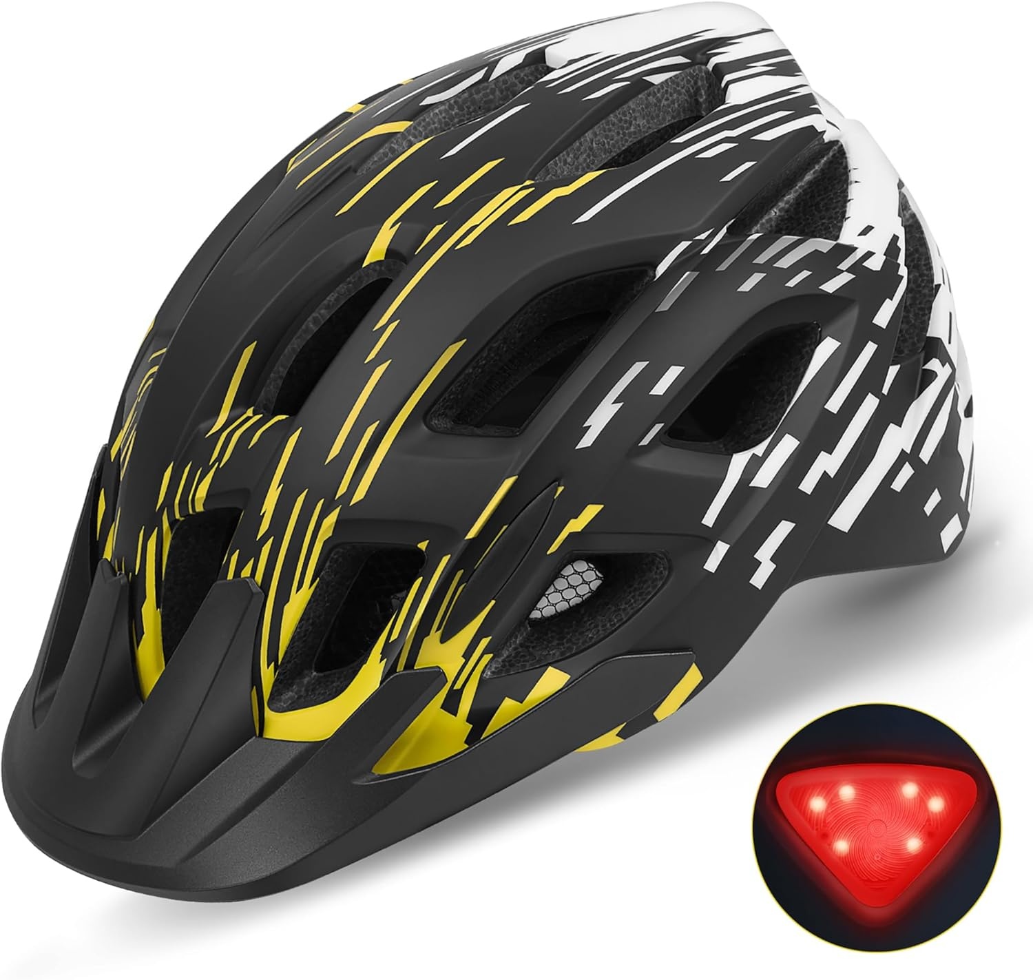 Fietshelm voor volwassenen met LED achterlicht & vizier - Zwart/Roos - 72% Korting