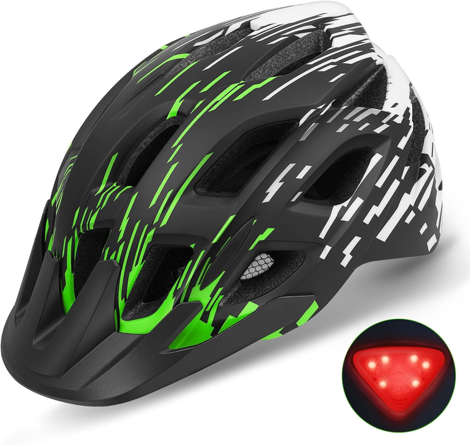 Fietshelm voor volwassenen met LED achterlicht & vizier - Zwart/Roos - 72% Korting