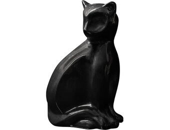 Kattenurn van aluminium zwart handgemaakt voor as huisdier tot 8 kg - 17 cm hoog, 12 cm breed