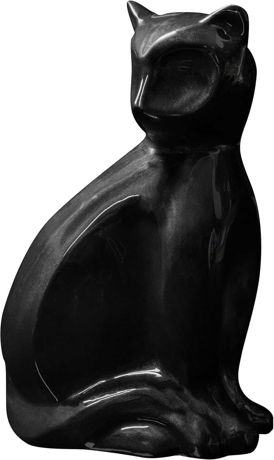 Kattenurn van aluminium zwart handgemaakt voor as huisdier tot 8 kg - 17 cm hoog, 12 cm breed