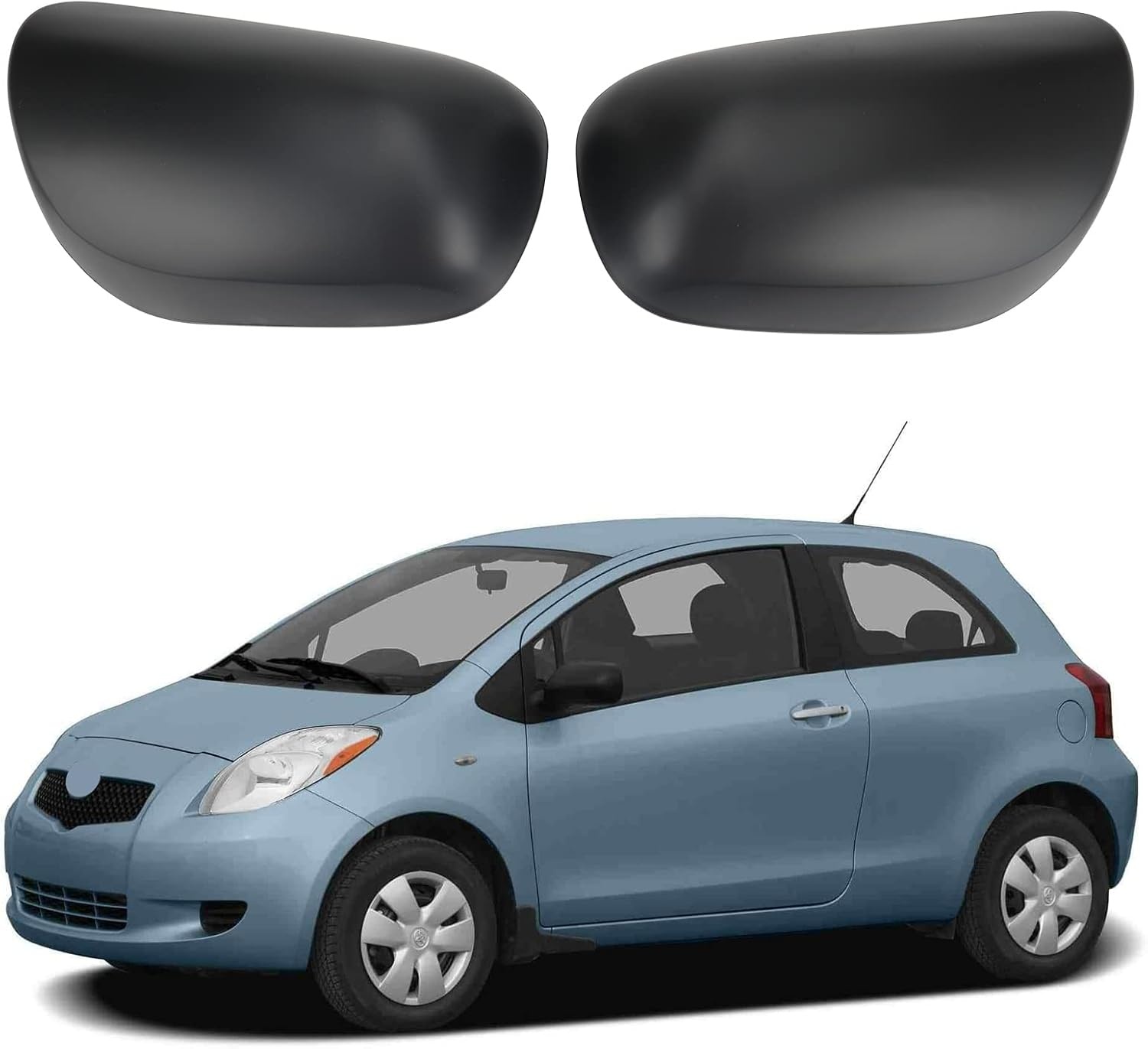 Zijspiegelkappen 1 paar gestructureerd zwart kunststof voor Toyota Yaris 2005-2011