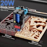 Lasergraveermachine 20W voor hout, volledig metaal, 600x600 mm graveeroppervlak, nauwkeurige focus