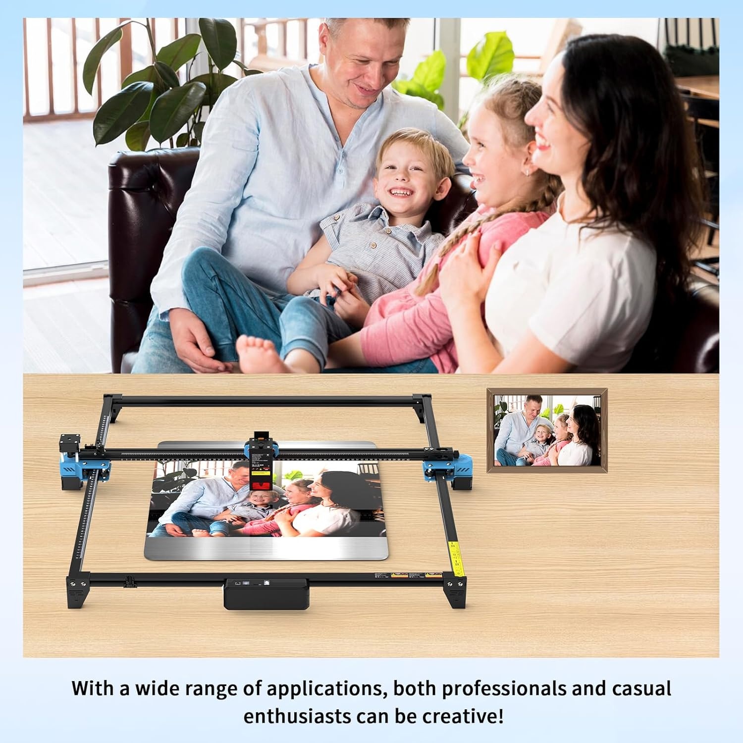 Lasergraveermachine 20W voor hout, volledig metaal, 600x600 mm graveeroppervlak, nauwkeurige focus