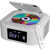 Draagbare CD-radio Boombox met FM-radio, Bluetooth, USB, AUX, MP3, subwoofer, Extra BASS, oplaadbaar, afstandsbediening, Wit
