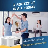 Draagbare CD-radio Boombox met FM-radio, Bluetooth, USB, AUX, MP3, subwoofer, Extra BASS, oplaadbaar, afstandsbediening, Wit