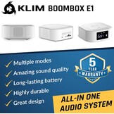 Draagbare CD-radio Boombox met FM-radio, Bluetooth, USB, AUX, MP3, subwoofer, Extra BASS, oplaadbaar, afstandsbediening, Wit